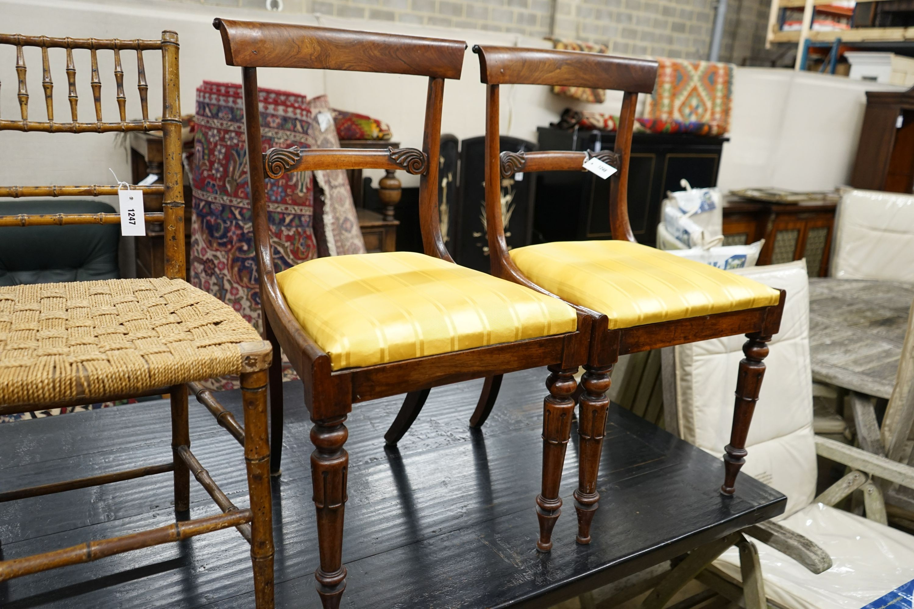 A pair of William IV rosewood dining chairs
